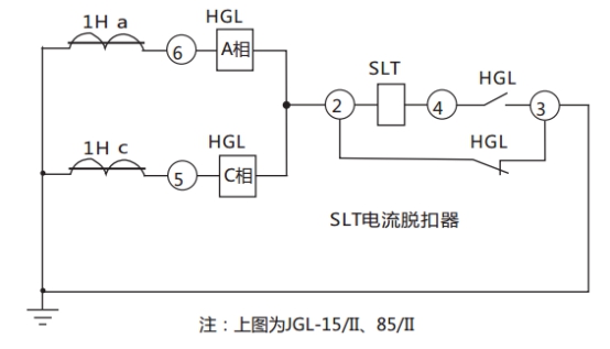 JGL-85/Ⅱ二相靜態反時限過流繼電器典型應用接線圖