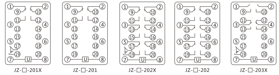JZY（J)-409靜態(tài)中間繼電器內(nèi)部接線圖及外引接線圖