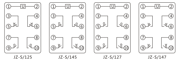 JZ-S/125靜態可調延時中間繼電器內部接線圖及外引接線圖